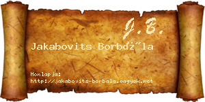Jakabovits Borbála névjegykártya