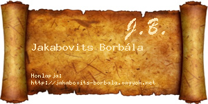 Jakabovits Borbála névjegykártya